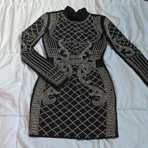 AKIRA Black Dress with Gold Accents